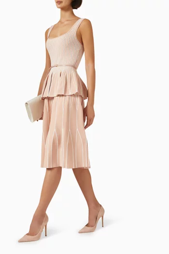 Knit Striped Skirt in Viscose Blend