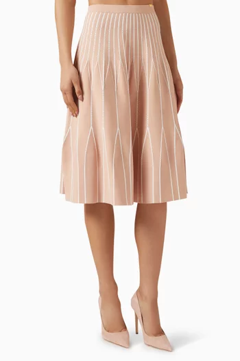 Knit Striped Skirt in Viscose Blend