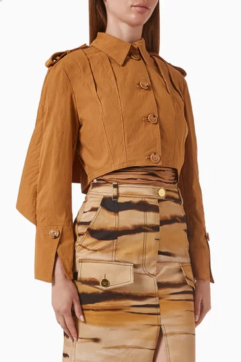 Cropped Jacket in Technical Cotton