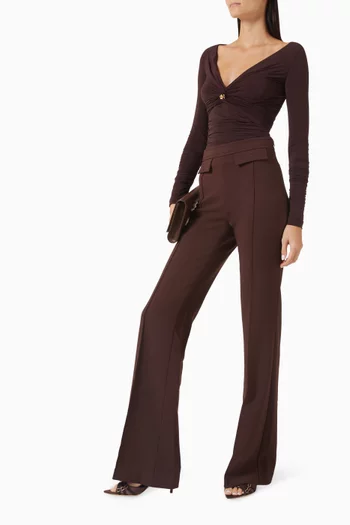 High-waisted Flared Pants in Crepe