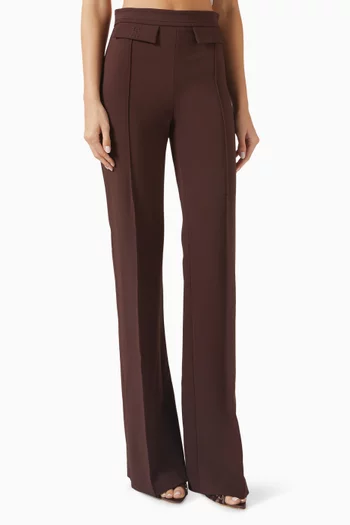 High-waisted Flared Pants in Crepe