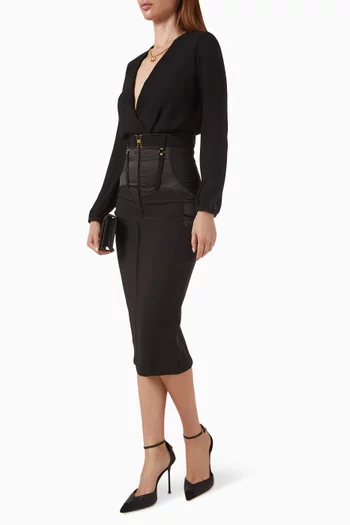 Wrap Bodysuit in Viscose-georgette
