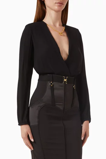 Wrap Bodysuit in Viscose-georgette