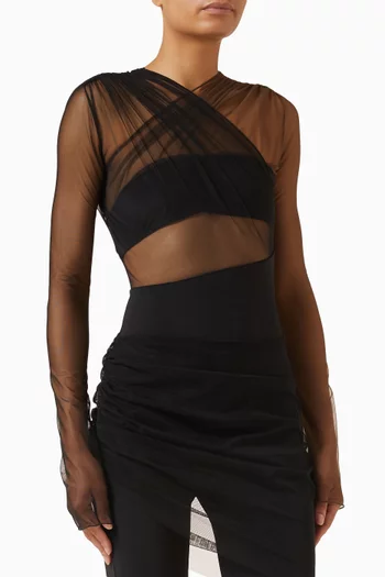 Sheer Ruched Top in Mesh