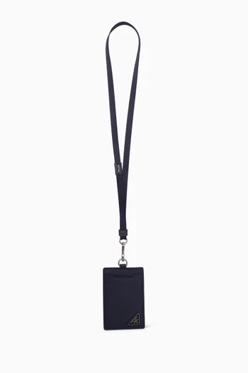 Triangle Logo Badge Holder in Saffiano Leather
