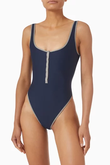 Signature Swim Snap Front One Piece Swimsuit