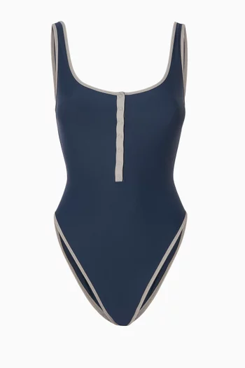 Signature Swim Snap Front One Piece Swimsuit