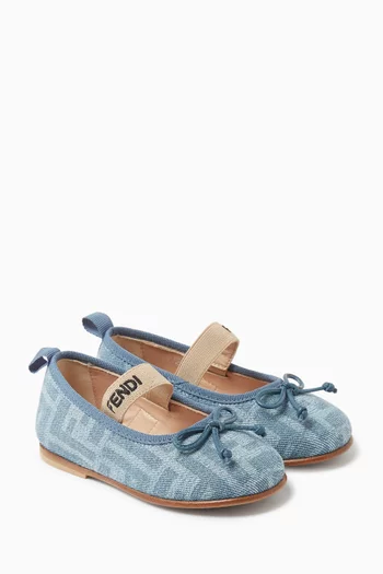 Logo Ballerina Sandals in Denim