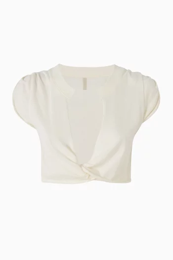 Cotton Jersey Cover-Up Twisted Plunge T-shirt