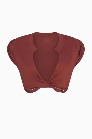 Cotton Jersey Cover-Up Twisted Plunge T-shirt