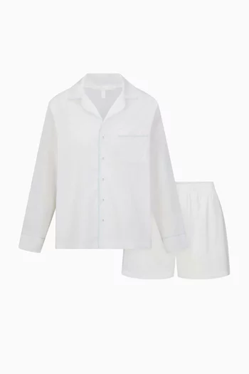 Long-sleeve Top & Boxers Pyjama Set in Cotton-poplin