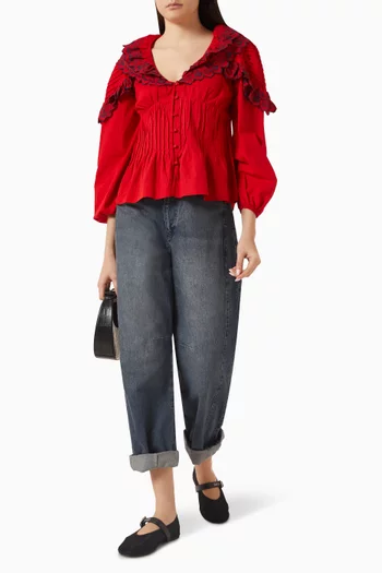 Caroline Ruffled Blouse in Cotton