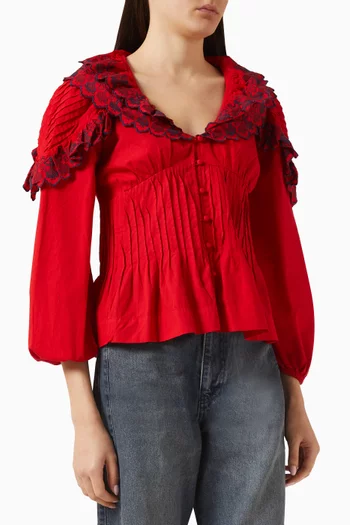 Caroline Ruffled Blouse in Cotton