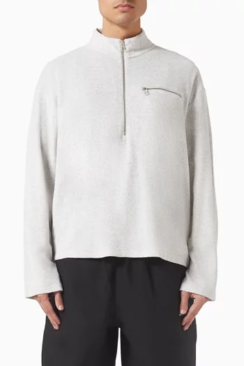 Towelling Quarter Zip Sweatshirt in Cotton-blend