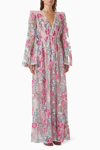 Lucy Sequin-embellished Gown in Mesh