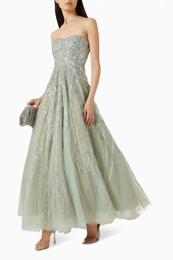 Sequin-embellished Ball Gown in Mesh