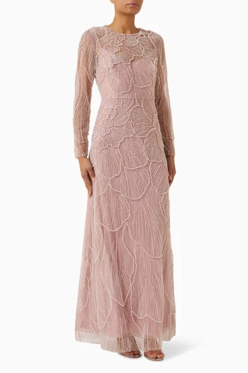Bead-embellished A-line Gown