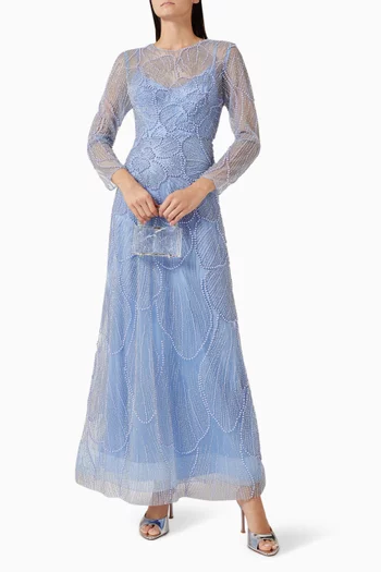 Bead-embellished A-line Gown