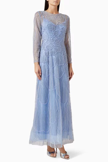 Bead-embellished A-line Gown