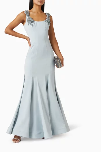 Bead-embellished Mermaid Gown in Crepe