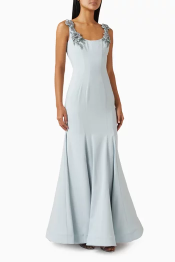 Bead-embellished Mermaid Gown in Crepe
