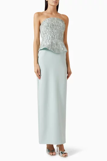 Embellished Corset Gown in Crepe