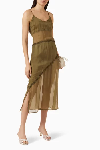 Sasha Ruffle Slip Dress in Viscose
