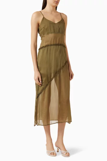 Sasha Ruffle Slip Dress in Viscose