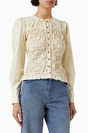 Elliana Smocked Blouse in Organic Cotton
