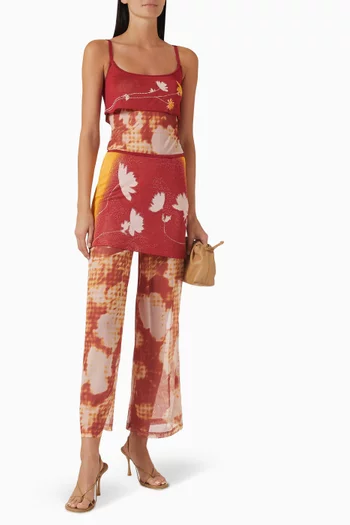 Anise Flower-print Pants in Recycled Rayon