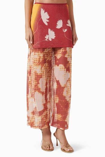 Anise Flower-print Pants in Recycled Rayon