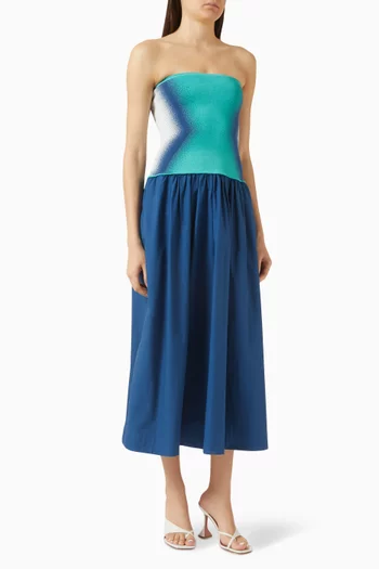 Almond Mixed Media Dress in Viscose Blend
