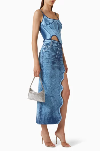 Mila Denim-print Tank Top