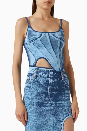 Mila Denim-print Tank Top