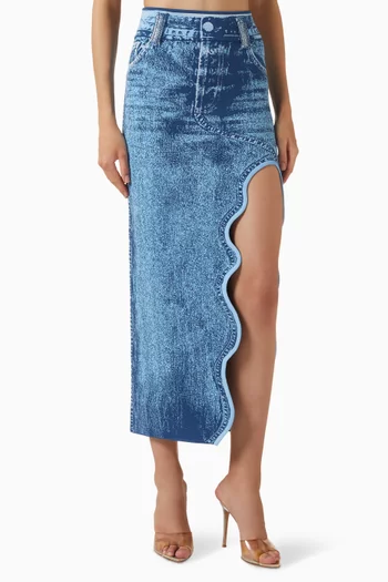 Lily Midi Skirt in Denim