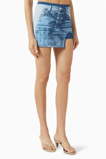 Casia Denim-print Skort in Viscose Blend