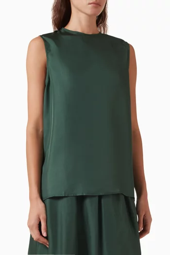 Trento Crewneck Top in Silk Twill
