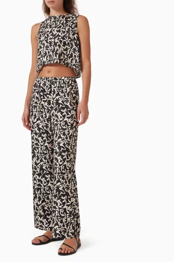 Loreto Printed Pants in Silk Twill