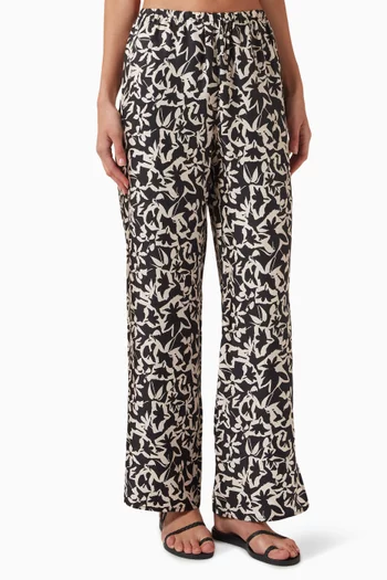 Loreto Printed Pants in Silk Twill