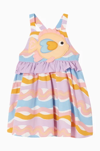 Fish Appliqué Wave Dress