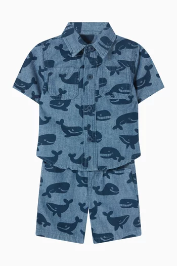 Whale-Print Shorts
