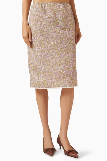 Floral-print Skirt in Re-Nylon