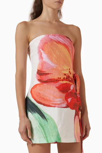 Zinnia Side-tie Mini Dress in Viscose-blend