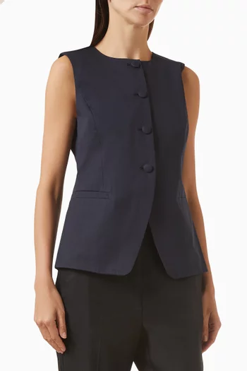Vest Waistcoat Top in Cotton-gabardine