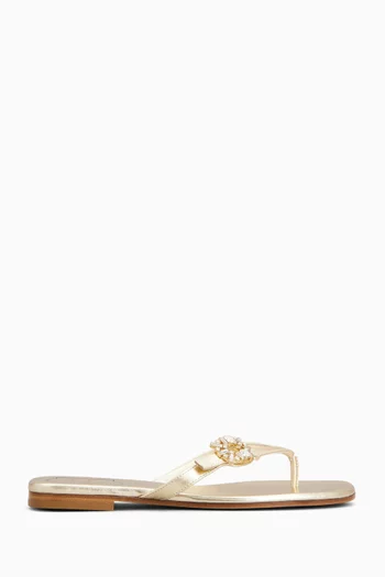Crystal Thong Mules in Leather
