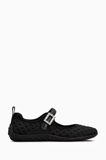 Viv Low Mary Janes in Scuba-effect Fabric