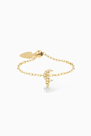 Mini Moon Chain Ring in 18kt Gold