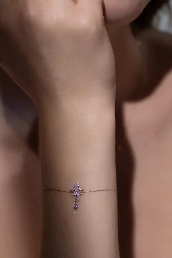 Selene Girl Pavé Pink Sapphire Bracelet in 18kt Gold