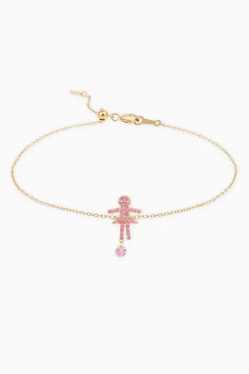Selene Girl Pavé Pink Sapphire Bracelet in 18kt Gold