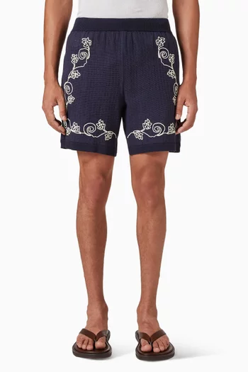 Batik Embroidered Maury Shorts in Cotton-blend